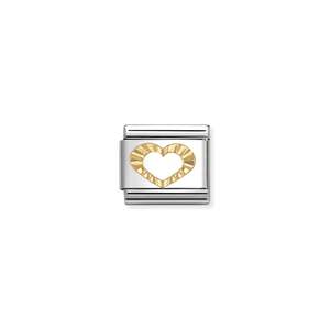 Gifts Under 100: Nomination 18K Yellow Gold Etched Detail Heart Link
