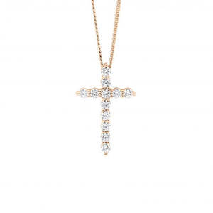 Fashion Jewellery: Sterling Silver Rose Gold Plate Cubic Zirconia Cross