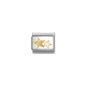 Mens Jewellery: Nomination Link 18k Yellow Gold Etched Stars