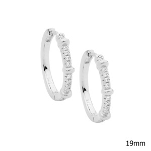 Jewellery Cubic Zirconia: Sterling Silver Hoop Earrings with Cubic Zirconia