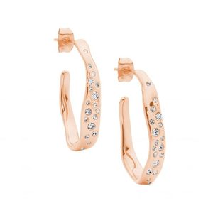 Ellani Collections: Steel Rose Gold Plate Freeform Hoops with Crystals