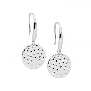 Ellani Collections: Stainless Steel Textured Disc Drop Earrings