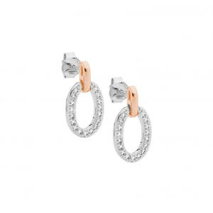 Sterling Silver CZ Oval Stud Earrings