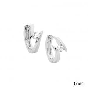 Sterling Silver Twist CZ Huggies