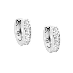 Ellani Collections: Sterling Silver CZ Pave Set Hoops