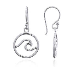 Gifts Under 100: Sterling Silver Wave in Circle Drop Earrings