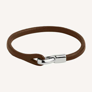 Mens Jewellery: Najo Kinship Tan Leather and Steel Bracelet
