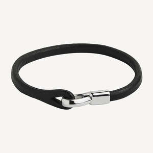 Mens Jewellery: Najo Kinship Black Leather and Steel Bracelet
