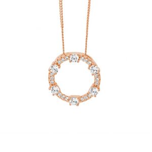Necklaces Pendants: Sterling Silver Rose Gold Plate Circle Necklace with Cubic Zirconia