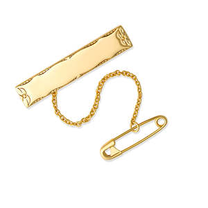 Children's Sterling Silver yellow gold plated rectangle brooch with non-pre&hellip;