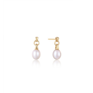 Jewellery Pearls: Ania Haie Gold Pearl Drop Stud Earrings