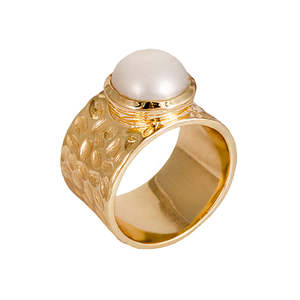Jewellery Pearls: GOLD PLATED BRASS WIDE BAND SPLIT RING