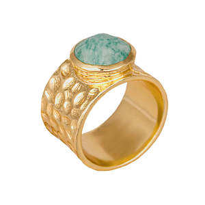 Jewellery Pearls: GOLD PLATED BRASS WIDE BAND RING WITH FRESH WATER PEARL