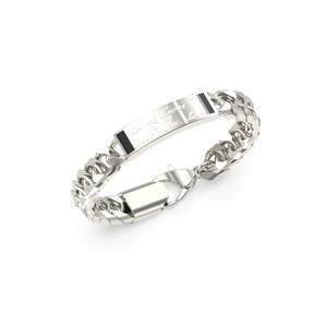 Fashion Jewellery: Silver-Tone Script Onyx Signet Bracelet