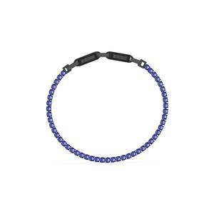 Fashion Jewellery: Blue Crystal Tennis Bracelet Logo Black Buckle