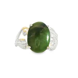 Gifts Under 500: Sterling Silver NZ Pounamu Ring with Silver Fern Setting