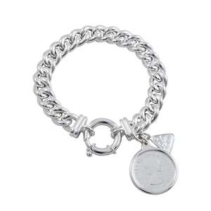 Silver Jewellery: SILVER SMALL MAMA BOLT BRACELET WITH SHILLING