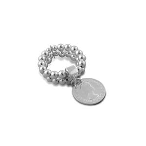 Silver Jewellery: 2-STRAND STRETCHY RING WITH COIN