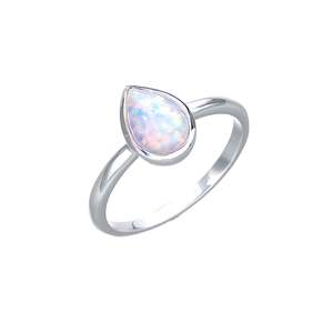Silver Jewellery: PEAR CZELLINE OPAL RING