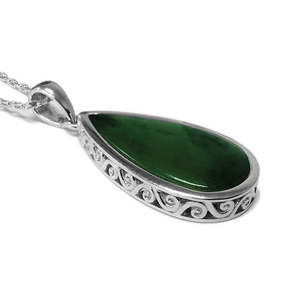 Necklaces Pendants: Pounamu and Silver Teardrop Pendant