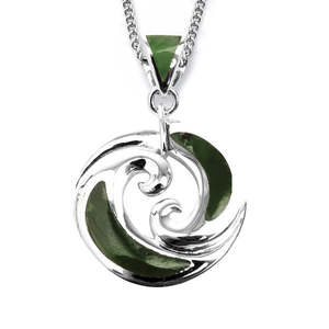 Necklaces Pendants: Pounamu and Silver Double Closed Koru Pendant