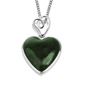 Necklaces Pendants: Pounamu and Silver Heart Pendant