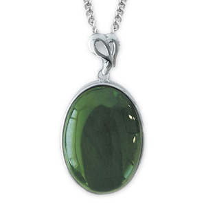 Pounamu and Silver Enclosed Oval Pendant