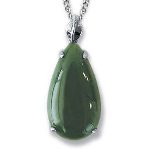 Pounamu and Silver Small Teardrop Pendant