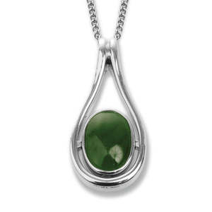 Necklaces Pendants: Pounamu/Paua and Silver Oval Drop Pendant