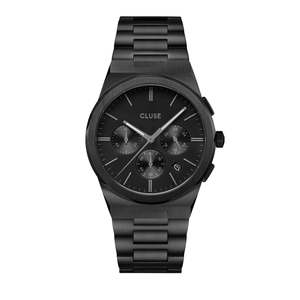 Watches: CLUSE Vigoureux Chronograph Full Black Link Watch