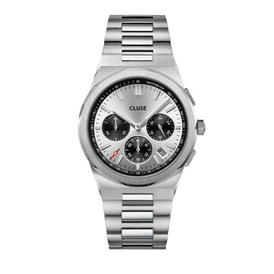 CLUSE Vigoureux Chronograph Black/Silver Link Watch