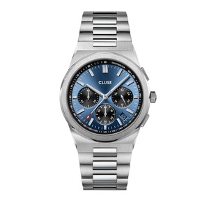 CLUSE Vigoureux Chronograph Dark Blue/Silver Link Watch