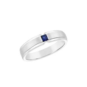 Sterling Silver Gents Ring set with Blue Sapphire