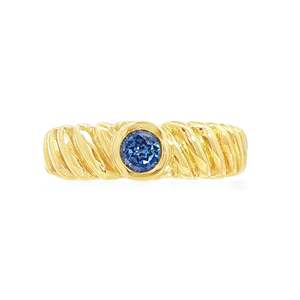 Jewellery Sapphire: 9k Yellow Gold Ceylonese Sapphire Rope Style Ring