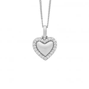 Sterling Silver CZ Heart Necklace