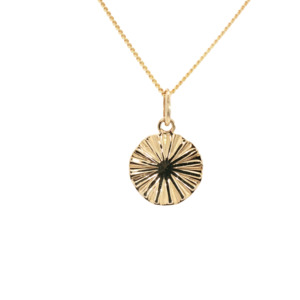 9k Gold Sunburst Disc Necklace