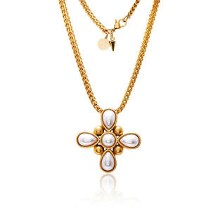 Jewellery Pearls: Silk & Steel Soleil / Necklace / Faux Pearl + Gold
