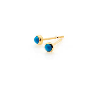 Gifts Under 100: Superfine / Mini Turquoise Studs Gold Plate