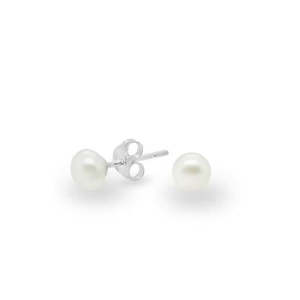 All Jewellery: White Button Freshwater Pearl Stud Earrings