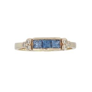 9k Yellow Gold Ceylonese Sapphire & Diamond Band