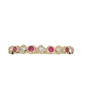 All Jewellery: 9k Yellow Gold Ruby & Diamodn Band