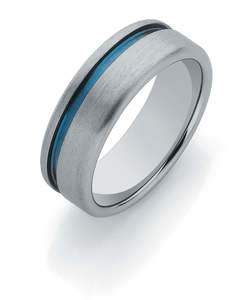 Soft Edge Flat Titanium Band with Offset Blue Groove