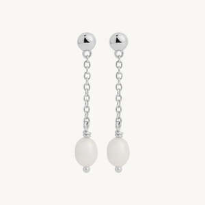 All Jewellery: Sterling Silver Tidal Whisper Single Pearl Drop Earrings