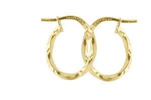 9ct Yellow Gold and Silver Bonded Oval Twist Hoop Earrings