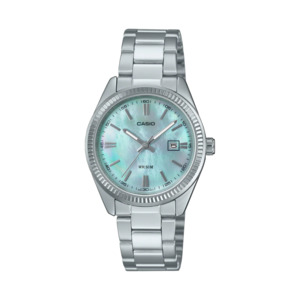 Gifts Under 200: Casio Silver Ladies Watch with Blue Mother of Pearl Dial