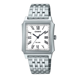 Casio Square Dial Silver Watch with Roman Numerals