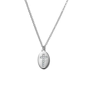 Sterling Silver CZ Cross Necklace