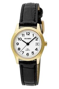 Olympic Ladies Large Dial Watch with Leather Strap