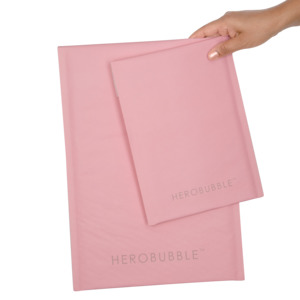 Herobubble Padded Compostable Mailers: Pink Compostable HEROBUBBLE Mailer - From Packs of 25
