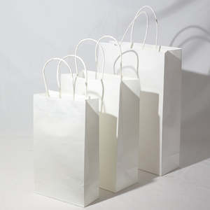 All: Custom or Plain Paper Shopping Bags - Kraft White